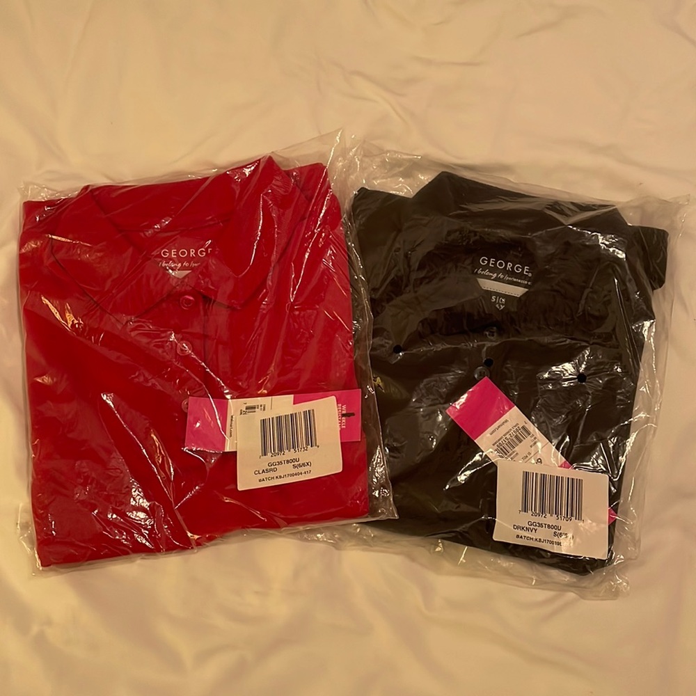 George Girls Uniform Polo Red & Navy (2) small size 6 NEW BRAND new in package